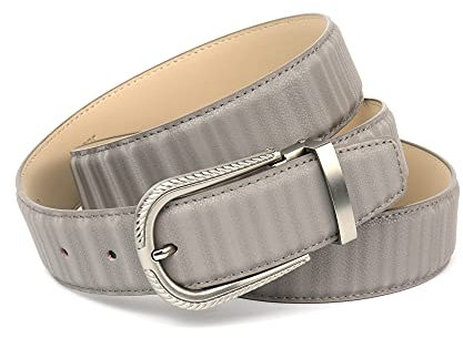Anthoni Crown Damen Ledergürtel Gürtel, Grau, 90