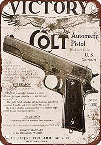 Tin Speaking Metall-Blechschild 20,3 x 30,5 cm Colt M1911 Victory Vintage Dekoration Eisenmalerei Metall dekorative Wandkunst neue Blechschilder