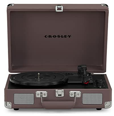 Crosley Cruiser Plus Giradischi con 2 altoparlanti, Bluetooth e AUX - Giradischi Vintage a 3 velocità - Per vinili da 7, 10 e 12 - Portatile con custodia integrata (Viola.)