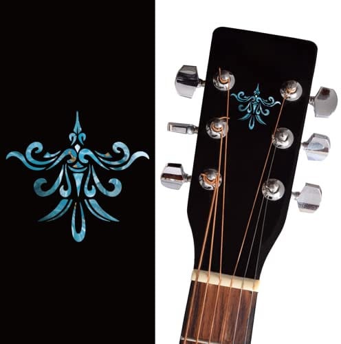 PLIGREAT 2 Stück Gitarrenkopf Aufkleber, Inlay Sticker Set Gitarre, Gitarren Aufkleber Abziehbilder Für Musikgitarre Bass Akustikgitarre E Gitarre, Totem, Blauer See