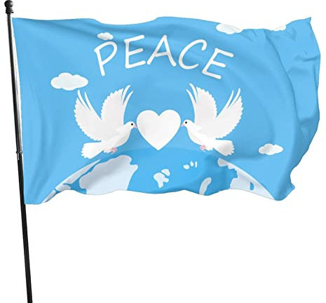MEMOPJIAJIA Flagge 150x90cmcm Außenbanner Gartendeko Feiertage Friedenstaube Frieden und Liebe Blauer Himmel Garten Fahne Peace and Love Taube Banner Indoor Outdoor Flaggen
