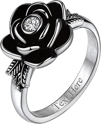 Richsteel Edelstahl Memorial Kremation Fingerring für Asche Damen Mädchen Rose Ring in Größe 54.4 Rose Fingerring mit Geburtsstein