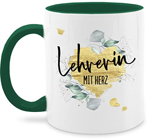 Tasse Tassen 325ml - Lehrerin mit Herz - Abschiedsgeschenk Weihnachten - 325 ml - Dunkelgrün - geschenke fuer lehrerinnen abschied lehrergeschenke klassenlehrerin herzen fanmug geschenk