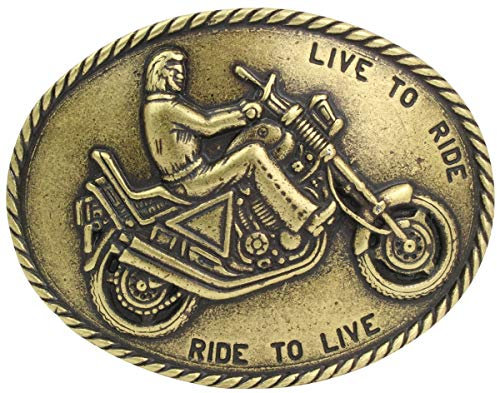 BELTINGER Gürtelschnalle Motorrad 4,0 cm | Buckle Wechselschließe Gürtelschließe 40mm Massiv | Dorn-Schließe | Wechselgürtel bis 4cm | Altmessing