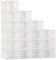 HOMCOM Lot de 18 boites cubes rangement à chaussures modulable avec portes transparentes - dim. 25L x 35l x 19H cm