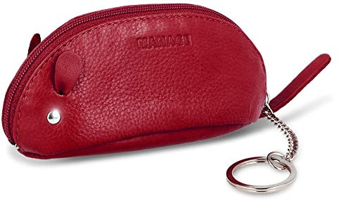 MANAGE Schlüsselmaus Schlüsseletui Rot aus Echtleder - Schlüsselanhänger Schlüsseltasche für Damen Herren Kinder - Gadget Schlüsselmäppchen Leder groß Geschenk keychain (Rot)