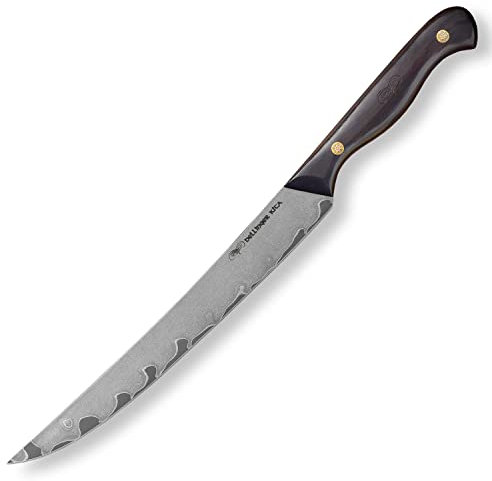 Kita North - Cuchillo de cocina y cuchillo de jamón profesional con hoja de 205 mm de largo de 6 capas de acero de damasco y núcleo de acero VG-10