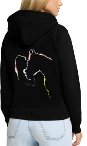 Équitation Silhouette Fille Cheval Veste À Capuche Femme Premium