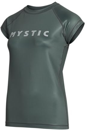 Mystic 2023 Watersports - Surf Kitesurf & Windsurf Womens Star Manica Corta Rash Vest Top - Olive Scuro - UV Sun