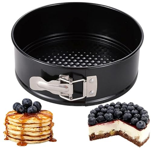 qisheng 20cm Non-Stick Spring Form Cake Tin, Round Cake pan with Loose Base for Easy Release, Fridge and Freezer Safe, 8 Inch Round Pan