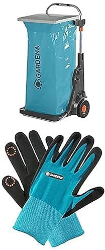Gardena Gartenmobil: Vielseitiger Transportwagen für den Garten, mit integrierter Sackkarre (232-20) + Pflanz- und Bodenhandschuh 7/S: Handschuhe für Garten- und Bodenarbeiten (11510-20)