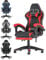 bigzzia Ergonomic Gaming Chair - Gamer Chairs with Lumbar Cushion + Headrest, Height-Adjustable Office & Computer Chair for Adults (with footrest, Red)