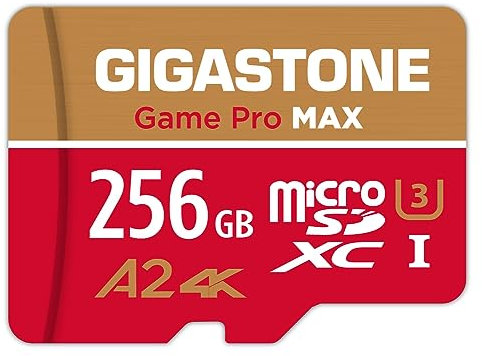 【Nur für Switch 1】 GIGASTONE 256GB Micro SD Karte, Game Pro MAX, bis zu 130/85 MB/s, MicroSDXC Speicherkarte für Nintendo-Switch 1, 4K UHS-I A2 V30 U3 C10【5 Jahre Datenrettung inkl】