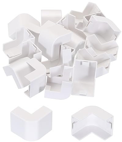 sourcing map 20pcs Cable Raceway Outside Corner 90 Degree Elbow Connector External Bend Channel Fitting for Cord Management Wiring Duct 37mm