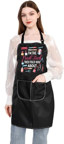 PLITI Nail Tech Apron With Pockets I'm The Nail Tech They Told You About Nail Technician Gift Nail Stylist Manicurist Gift (Nail Told About APU)