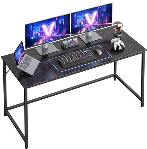 VASAGLE Schreibtisch, Kleiner Computertisch, Bürotisch, für Arbeitszimmer, Schlafzimmer, 60 x 135 x 76 cm, Industrie-Design, Metallgestell, ebenholzschwarz-tintenschwarz LWD043B56