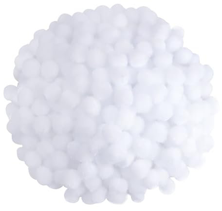 TOAOB 300 Stück Pompons 10mm Klein Weiß Pompom Flauschigen Plüsch Set Bälle Kunst Bommel für Lustige DIY Kreative Handwerk