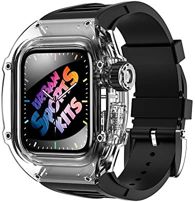 GUMMMY Correa de bisel transparente para Apple Watch Band 44mm 45mm Urban Sports Bracelet iWatch Series S4 S6 SE S7 S8, 45mm, Agate