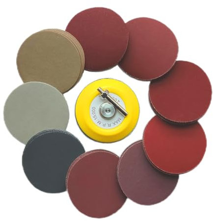 100 Stück 75mm Schleifpapier Klett 400 600 800 1000 1200 1500 2000 3000 5000 7000 Körnung, Schleifpapier Klett Set mit 1 Stück Schleifscheiben Pad Kit Polierpad Adapter.