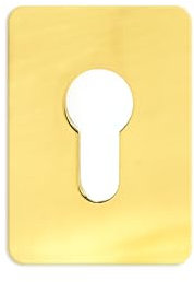 TSS Polished Brass Euro Cylinder Stick On Repair Escutcheon, 65mm x 47mm. Self Adhesive Euro Profile Key Covers, Keyhole Cover for Euro Cylinder, Self Adhesive Door Plate