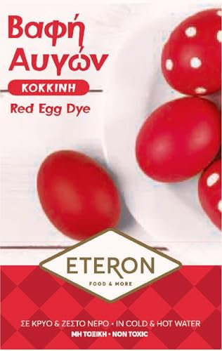 Generic Rote Eierfarbe für griechisch-orthodoxe traditionelle Ostern – Lebensmittelfarben-Set – bis zu 30 Eier – ungiftig, lebendige rote Farbe – einfache Zubereitung und Verwendung