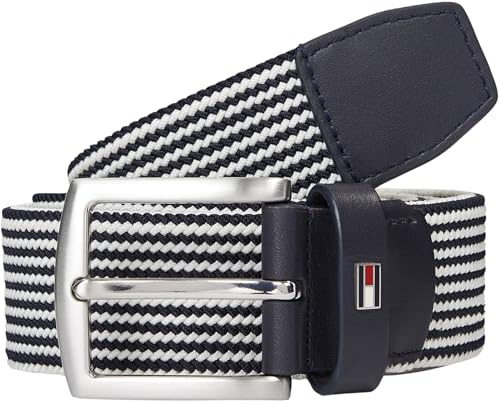 Tommy Hilfiger Herren Gürtel Denton Elastic 3,5 cm Geflochten, Blau (Space Blue), 85 cm