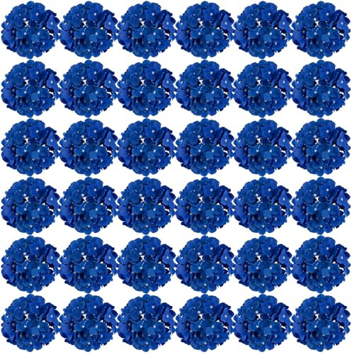 FagusHome 35 Pz Teste Fiore di Ortensia 18CM Artificiale Fiori Artificiali con Steli Fiori di ortensie fintiper la Decorazione (Blu scuro)
