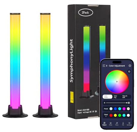 Todeco 2pcs Smart Led Light Bars, RGB Gaming Lamp, Dimmerabile in 16 Milioni di Colori per Stanze, Decorazione da Gioco