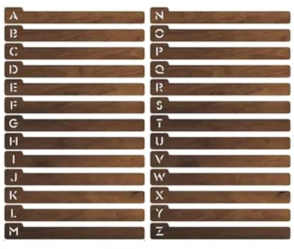 Luwqceu 26PCS Wood Record Dividers, Alphabetical Vinyl Record Storage Dividers A-Z, Record Holder Organizer Guides Easy Install Easy to Use