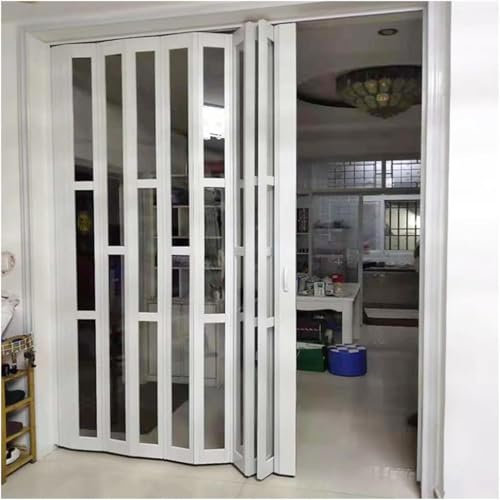 AVLLSO Innentüren Aluminium-Akkordeontür mit klarem Acrylglas, 80 Zoll groß Ziehharmonika-Schiebetür für Raumteiler, Tür, Schlafzimmer, Anpassbare Breite(WxH 63x80in(158.5x203cm))