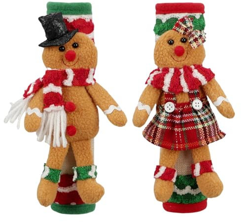 Fundas de manija de puerta de Navidad, 2 fundas para manijas de electrodomésticos de cocina de hombre de jengibre, fundas para manijas de puerta de refrigerador y lavavajillas, protector de manija de