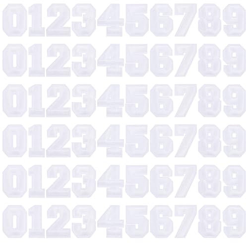60 Stück Zahlen zum Aufbügeln Zahlen Bestickte Patches Digitale AufbüGelaufkleber von 0–9 Stickerei-Stoffflicken Nummern Dekorative Verwendbar für Kleidung Hüte Rucksäcke