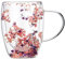 Tasse en Verre Double Paroi Transparent à Fleurs Sèches pour Expresso ou Capuccino