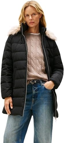 Tommy Hilfiger Women's Slim Down Coat with Faux Fur Trim