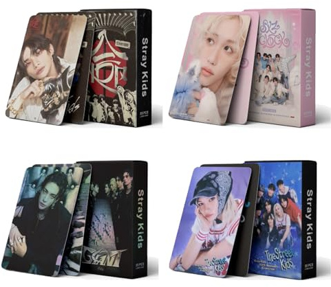 Stray Kids Photocards 4 Sets Karten 220 Laser holografische K-pop Sammlerkarte, Hochwertiges Stray Kids Merch Must-Have für K-pop Fans