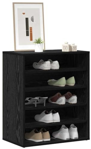 vidaXL Shoe Cabinet 60 x 35 x 70 cm Engineered Wood Black Oak | Plenty of room for your shoes, Looks great in modern homes, Made from strong engineered wood
