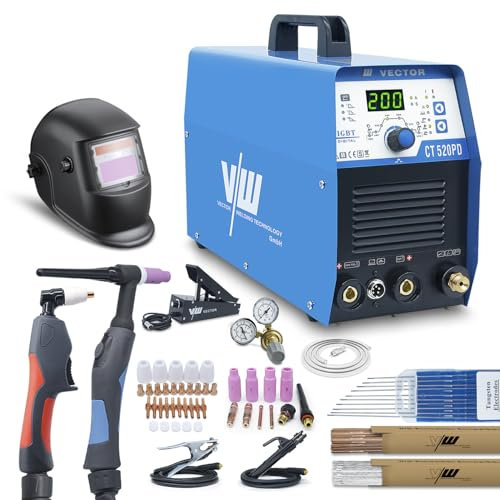 VECTOR WELDING Saldatrice TIG DC 200 A SET – Funzione di saldatura elettrodo – Taglierina al plasma IGBT Inverter – CT520PD