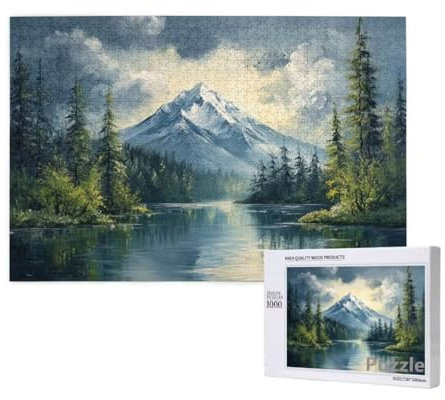 Puzzle 1500 Teile Erwachsene, Berg Puzzle See Muster Design, Groß Holz Jigsaw 87x57cm Size mit Geschenkboxverpackung for Wanddeko Wohnzimmer, Geschenke für Frauen, Geschenke für Männer,Model249
