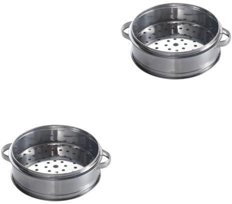 BTWYU Freidoras 2 vaporeras apilables con ventilación, for Ropa, Secadora, freidora de Aire, mezcladora instantánea Redonda Plateada