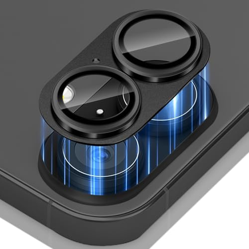 KeHowy Kameraschutz für iPhone 17 Kamera Panzerglasfolie, 9H Härte Kratzfest Blasenfrei Kamera Schutzfolie, [Nachtkreis, HD] Aluminiumlegierung Linsenschutz Camera Protector für iPhone 17 - Schwarz