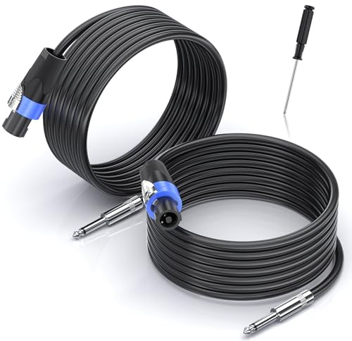 Jumwa 2M 2pack Speakon zu 1/4 TS Lautsprecherkabel 15 Guage Cord Wire für Audio-Verstärker mit Twist Lock für DJ/PA Heavy Duty Audio