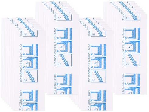 32 Pièces Piège Mouche Fenêtre Autocollant pour Intérieur Pièges Collants Papier à Mouche Bandes Adhésives Transparent pour Extérieur Intérieur Maison École Restaurant Cantine