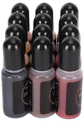 Haofy Alkohol-Tinten-Set, 12 Farben, Je 10 Ml, Hochkonzentriert, mit Auslaufsicherer Flaschenöffnung, Alkoholfarbe für Epoxidharz-Kunst, Bastelprojekte, Heimdekor-Design