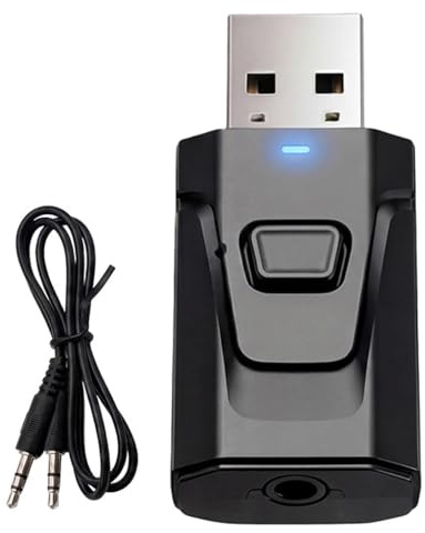 Bluetooth Adapter for TV, Bluetooth Transmitter Receiver 2 in 1 USB Audio Adapter, Wireless Audio Dongle for TV PC Car, Dual Mode with 3.5mm AUX and USB Power for Headphones Speakers Home Entertainmen
