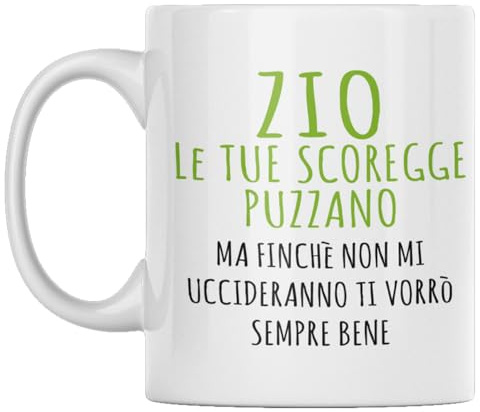 Vulfire Tazza Zio Le Tue Scoregge Puzzano Idee Regalo Simpatiche per Compleanno Uomo Idee regali per Zii originale per lui Natale Colazione Cucina (Bianco, ceramica)