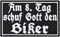 PATCHES Aufnäher -Am 8 Tag schuf Gott den Biker - Motorcycle Rockabilly Anarchy lustige Sprüche Sticker DIY Aufbügler Motorrad Abzeichen zum aufbügeln Aufkleber Applikation Iron on Patch 100x60mm