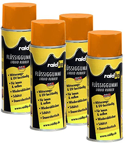 Raid HP 380267 Flüssiggummi 1600ml ORANGE-MATT Sprühfolie Felgenfolie. Dauerelastische Gummierung für innen und außen für Auto Boot Motorrad Quad Fahrrad Freizeit Hobby