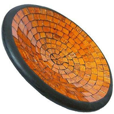 Simandra Mosaikschale Tonschale Glasschale Dekoschale Mosaik Kunsthandwerk Glassteine Deko rund XXL Color Orange