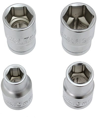 SPARES2GO 1/2'' Drive Heavy Duty Socket Set (10mm, 13mm, 17mm, 19mm)