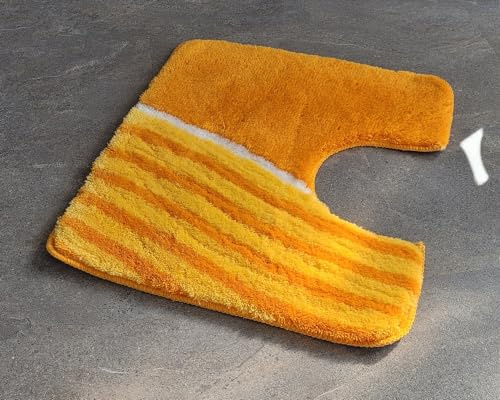 Meusch Laola Safran Gelb-Orange WC-Vorleger mit Ausschnitt 55x50cm. Florhöhe: 23mm.